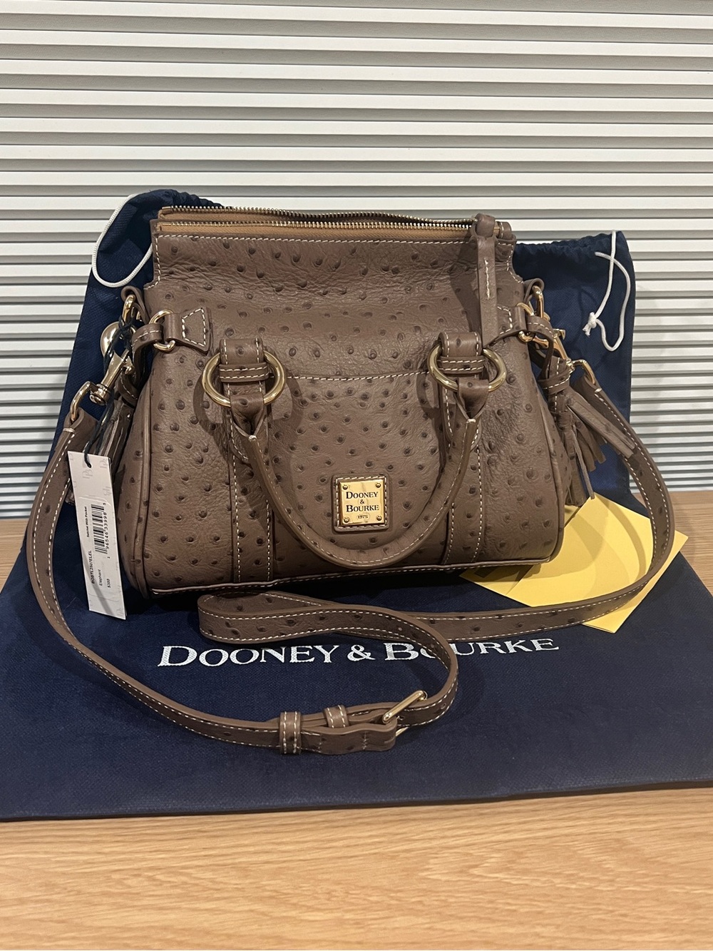 Dooney & Burke Ostrich Pocket Satchel Color Elephant